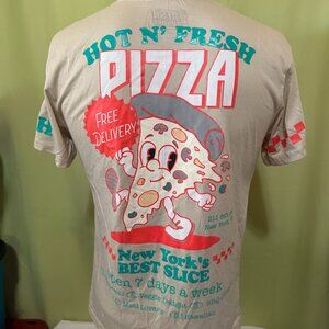 Hot N Fresh Pizza Fresh Laundry Men's Brown T Shirt Medium Cotton Polyester